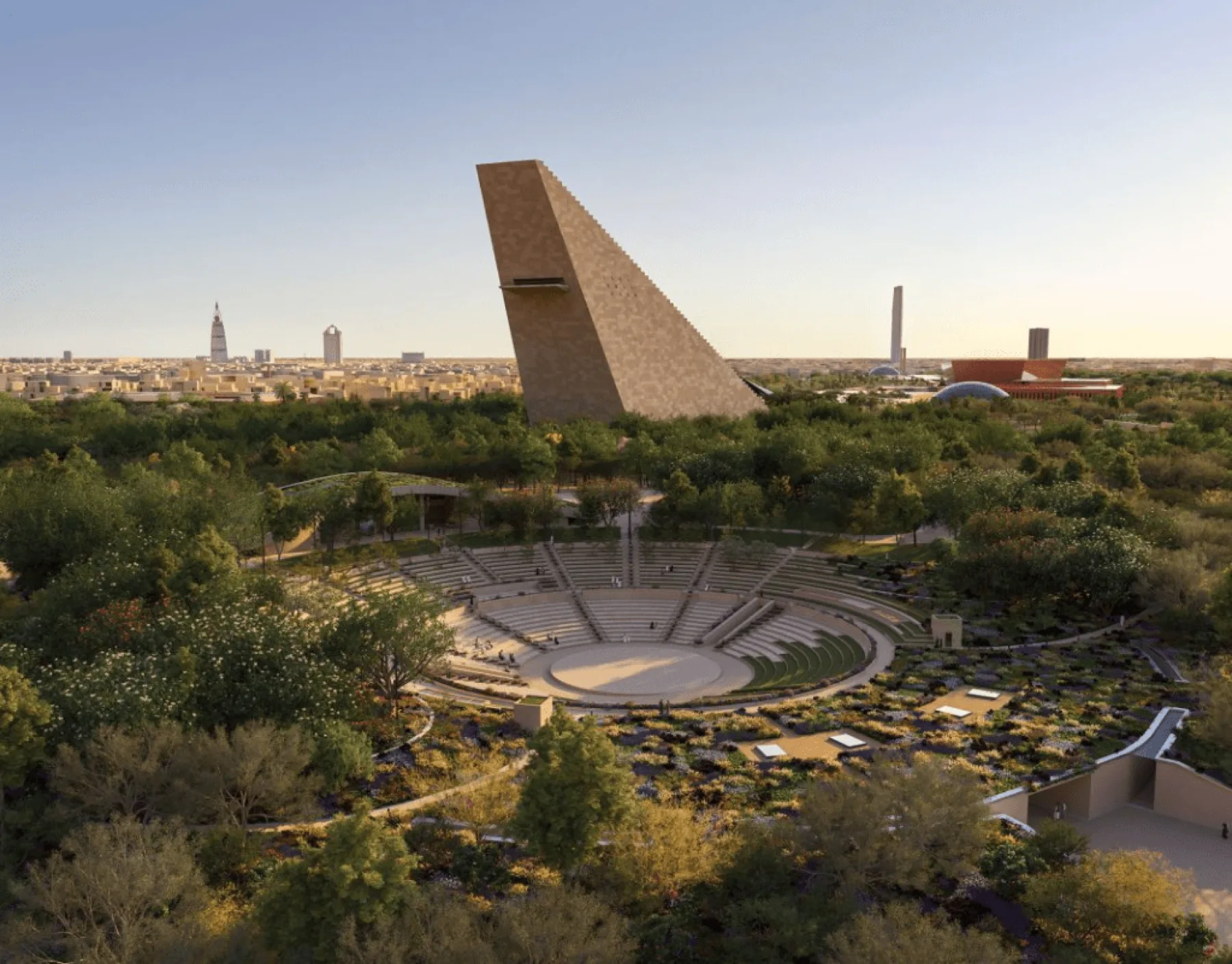 King Salman Park. Riyadh, Saudi Arabia. Exterior in Saudi Stone.