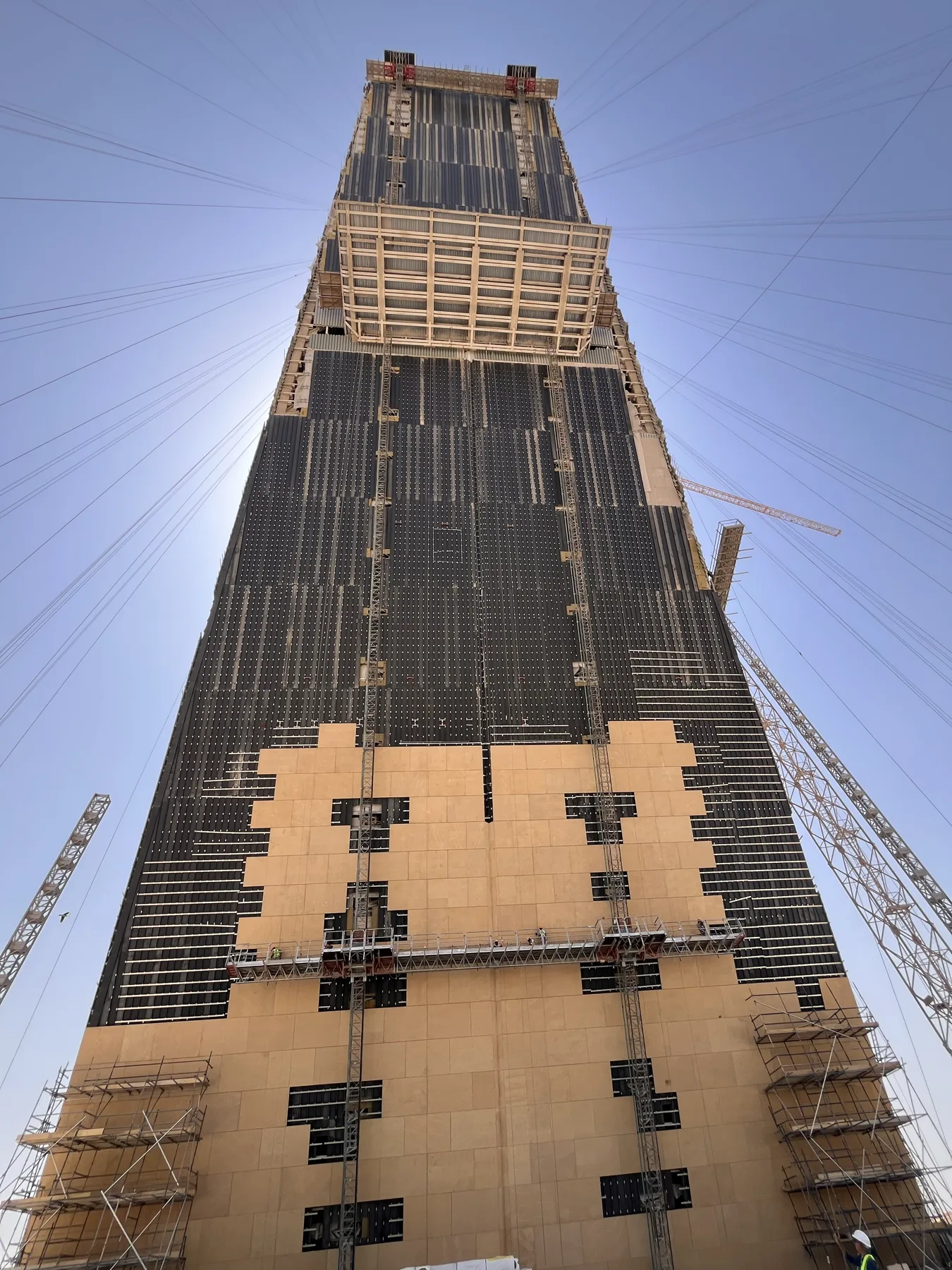King Salman Park, the tower. Being clad from the bottom up.