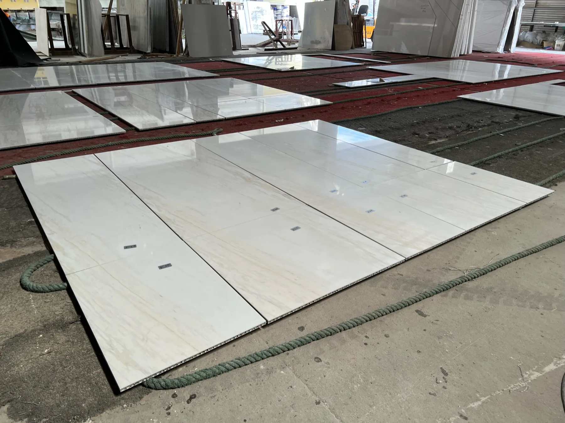 Hotel in Latin America. The onyx panels before they leave the workshop.