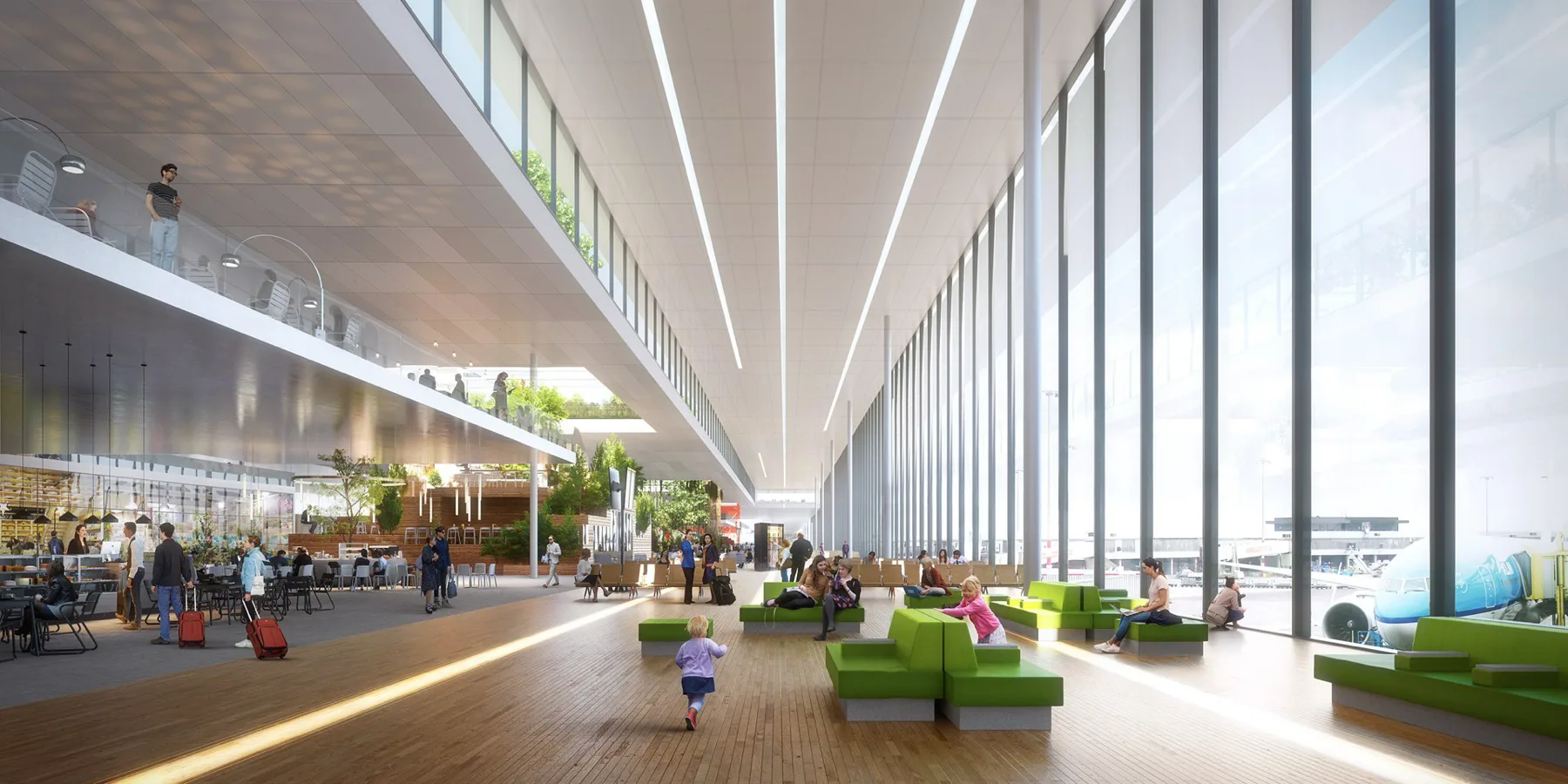 Schiphol Airport. Amsterdam, the Netherlands. Interiors in Lait limestone.